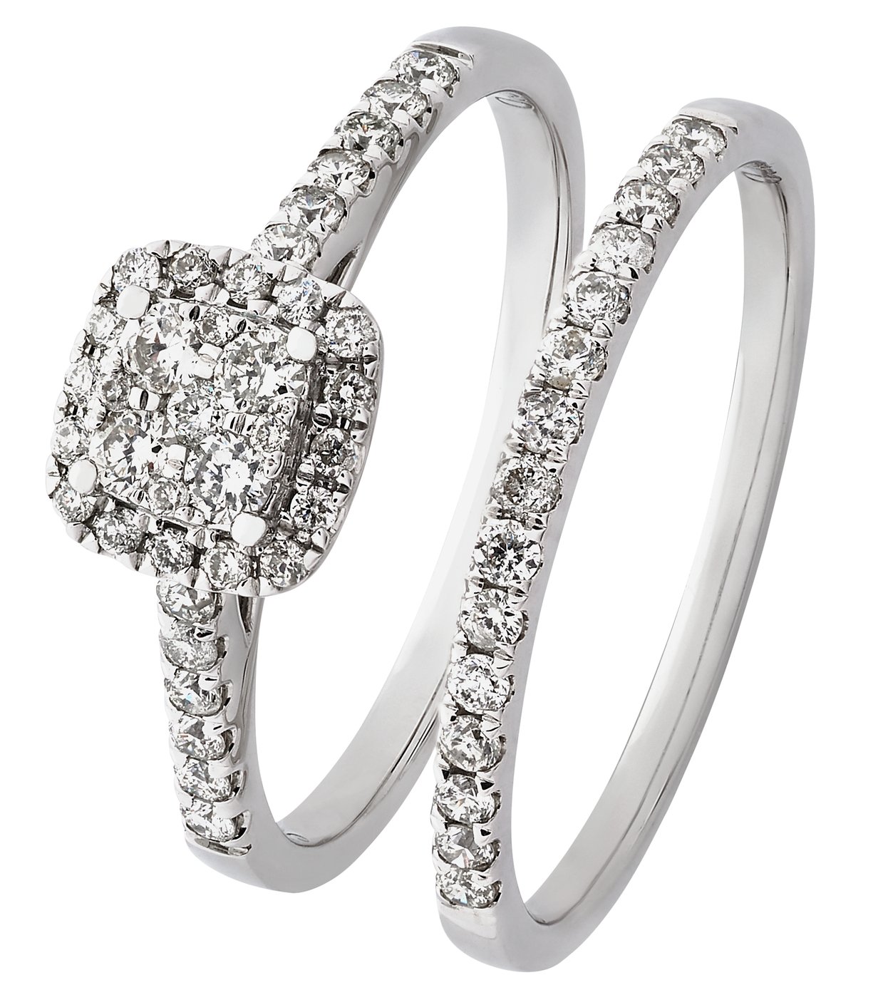 Revere 9ct White Gold 0.50ct Diamond Engagement Ring Set - Q