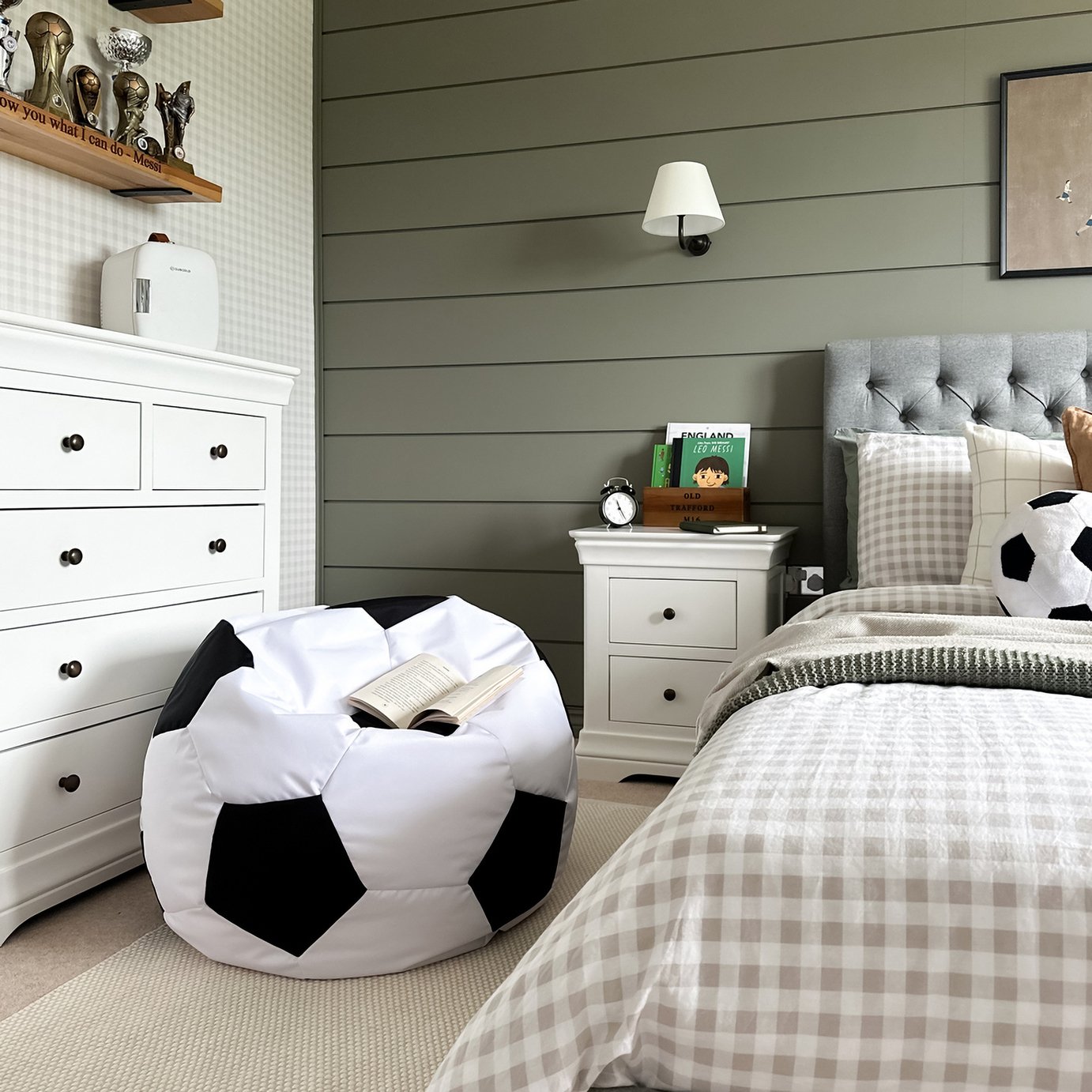 rucomfy Kids Mini Slouch Football Bean Bag Chair - Black