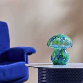 Habitat Mushroom Glass Battery Powered Table Lamp-Blue&Green