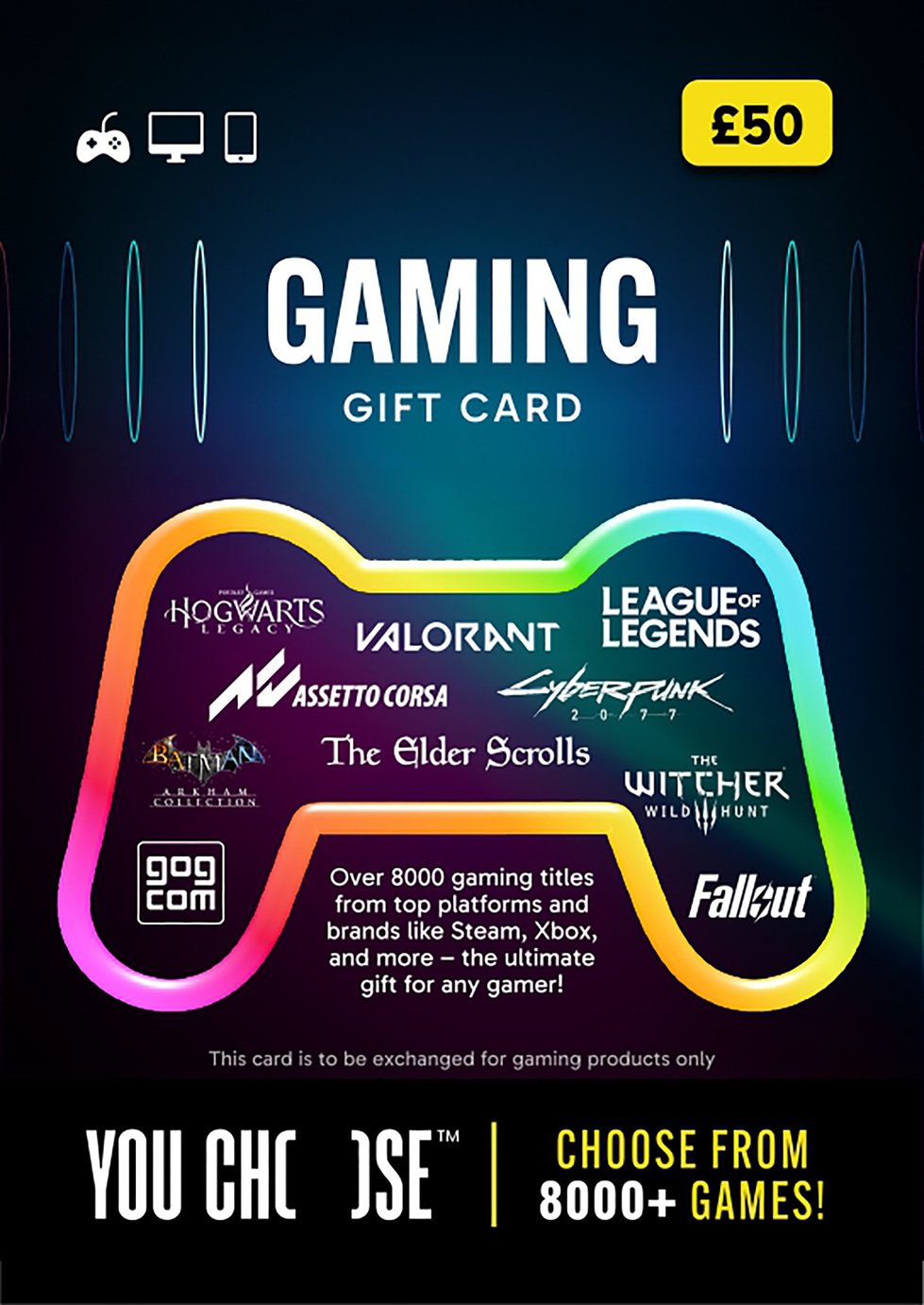 You Choose Gaming 50 GBP Gift Card