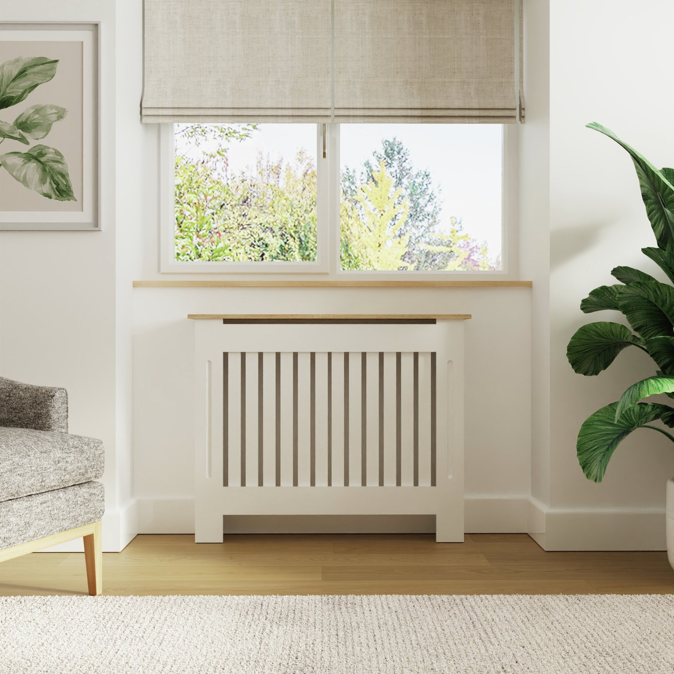 GFW Longslow Medium Radiator Cover - White & Oak