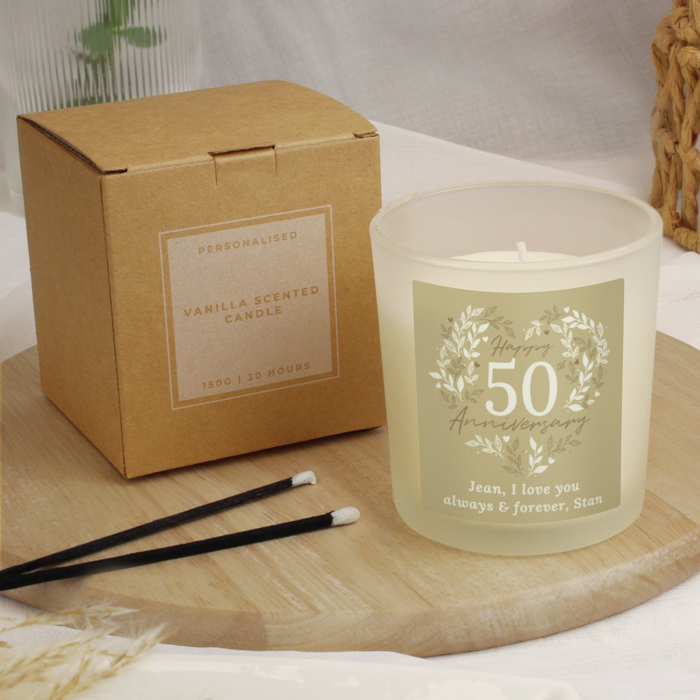 Personalised Message 50th Wedding Anniversary Candle Jar