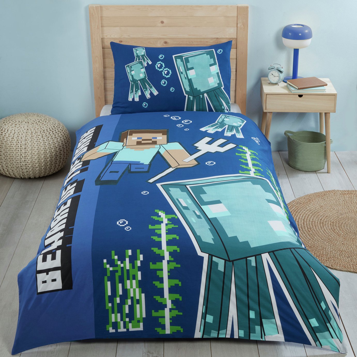 Minecraft Glow in the Dark Kids Bedding Set - Single