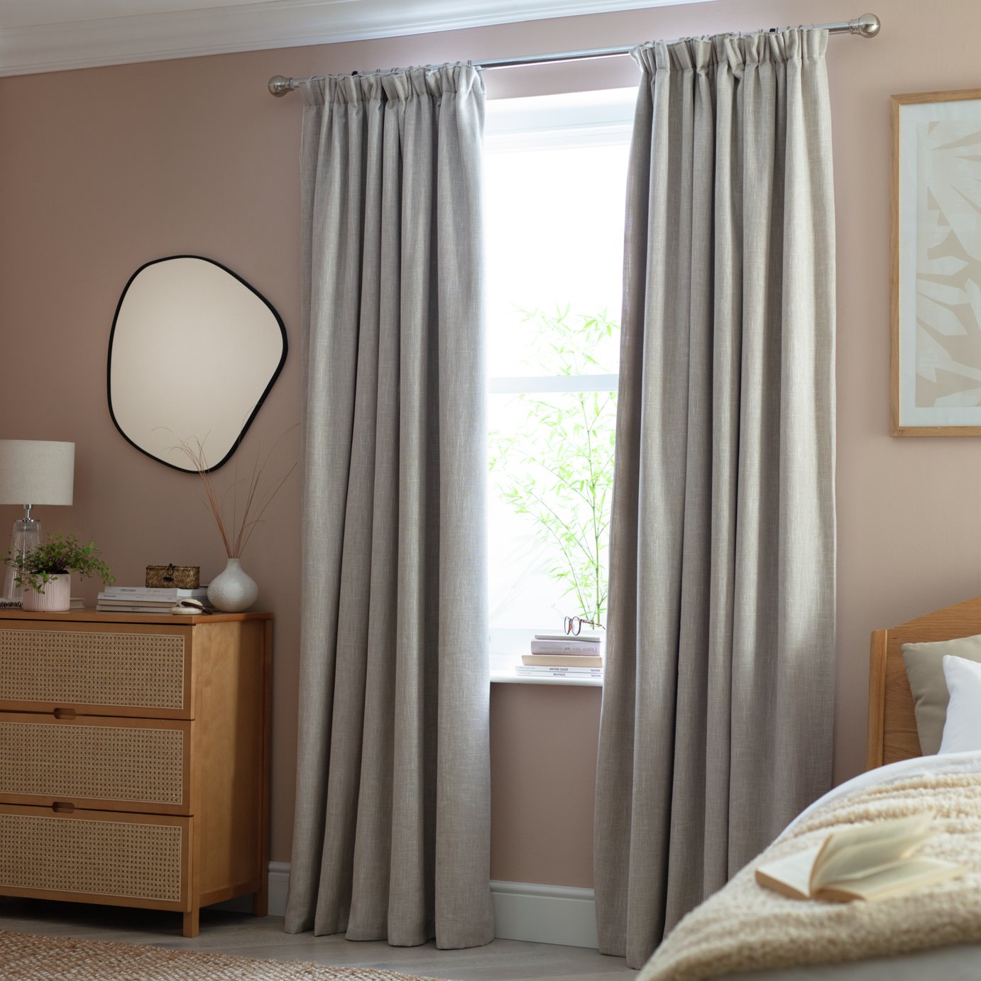 Habitat Linen Look Blackout Pencil Pleat Curtain