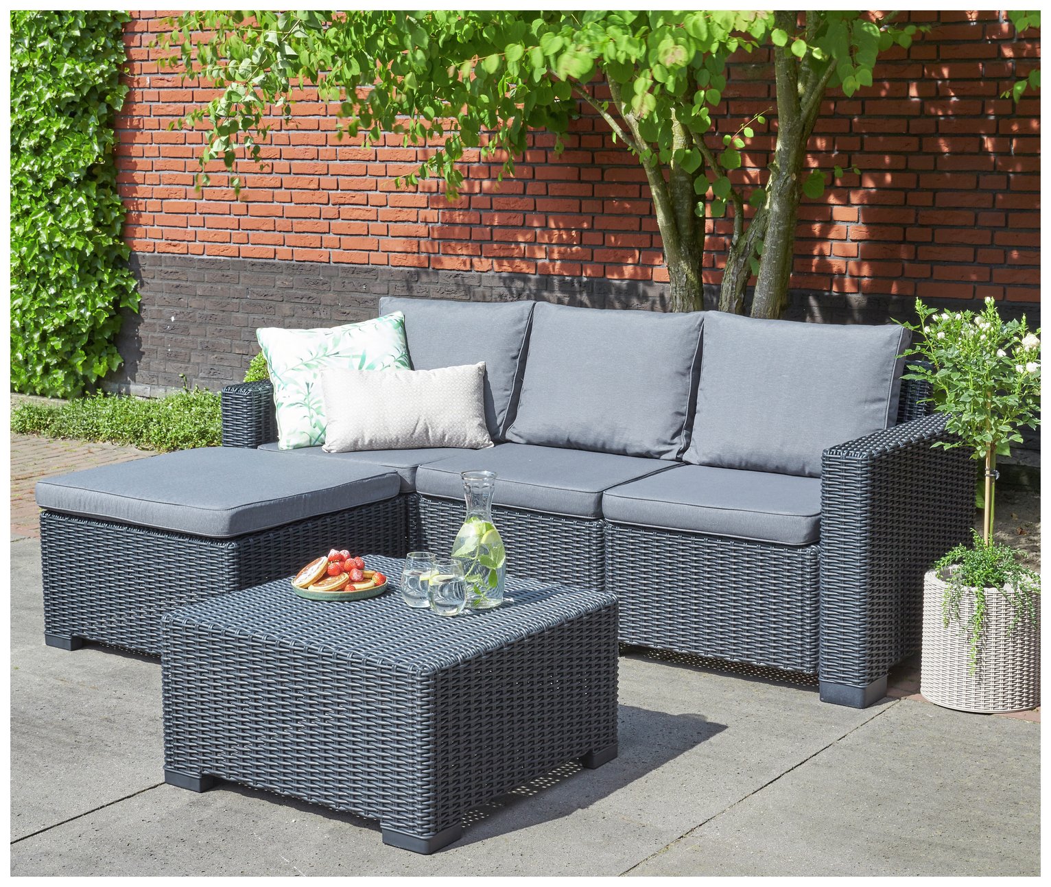 Keter California 3 Seater Garden Corner Sofa Set - Grey