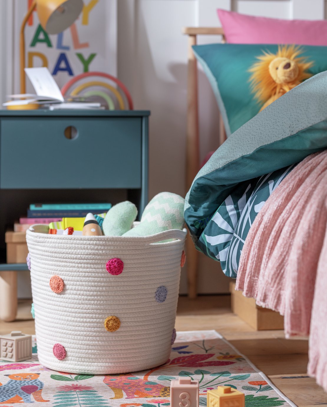 Habitat 35 Litre Spot Rope Storage Basket - White