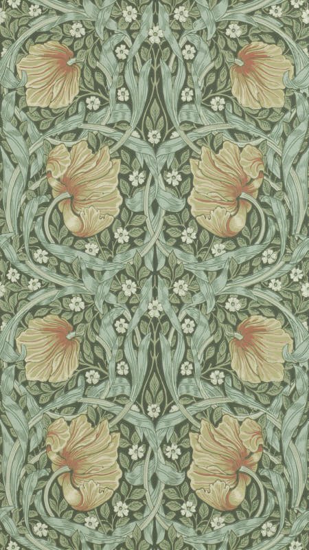 Morris & Co. Pimpernel Bayleaf Green Floral Wallpaper