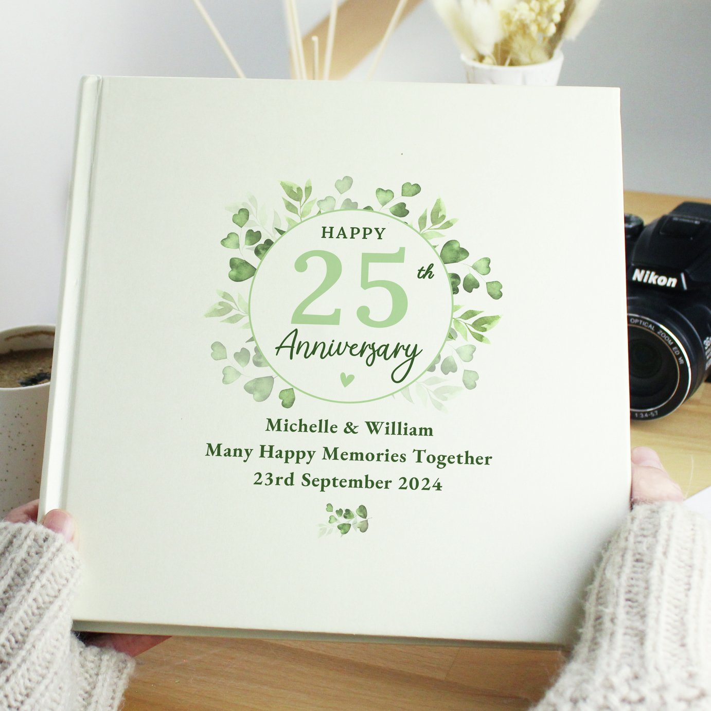 Personalised Message Botanical Anniversary Photo Album