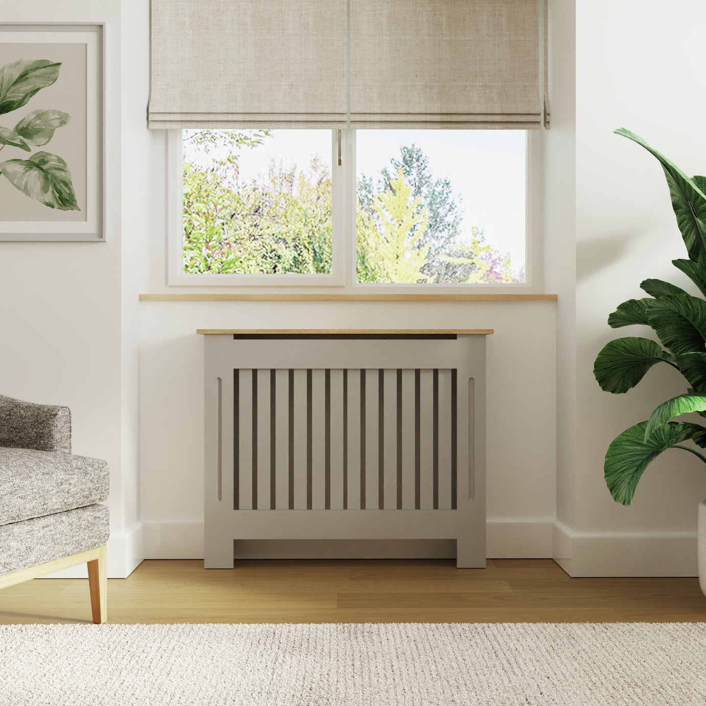GFW Longslow Medium Radiator Cover - Grey & Oak