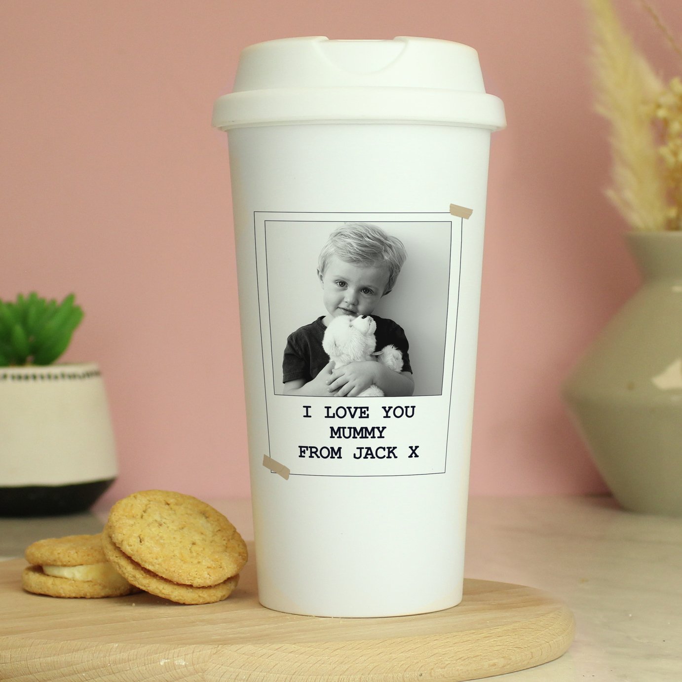 Personalised Message Photo Upload Travel Mug - 380ml