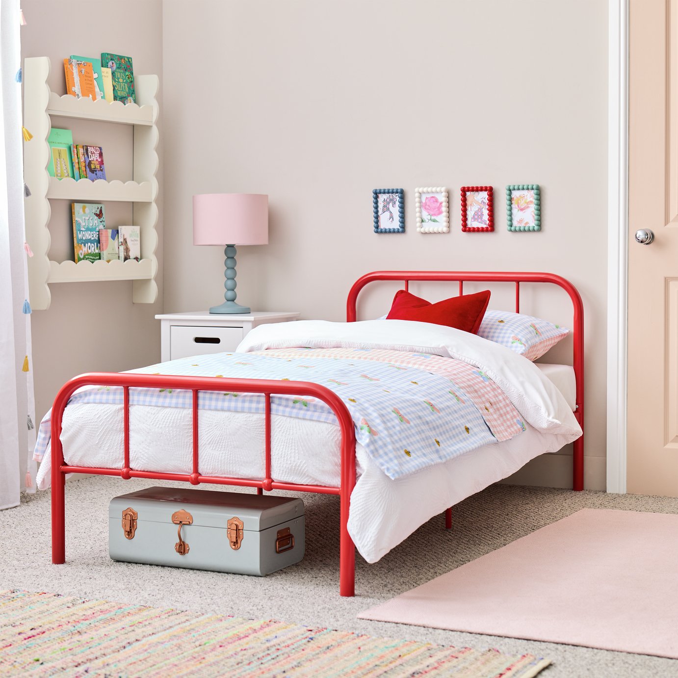 Argos Home Kids Charlie Single Metal Bed Frame - Red