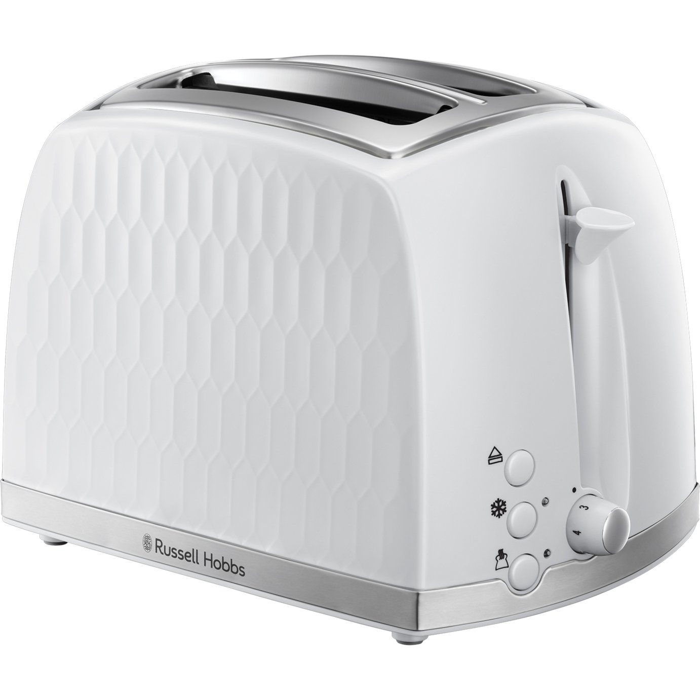 Russell Hobbs 26060 Honeycomb 2 Slice Plastic Toaster -White