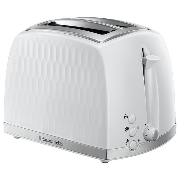 Russell Hobbs Honeycomb 2 Slice White Plastic Toaster 26060