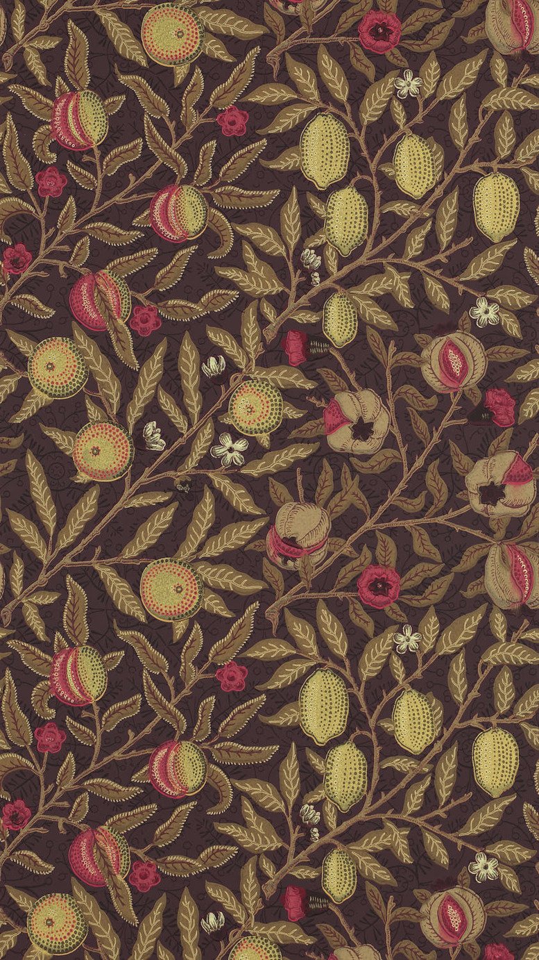 Morris & Co. Pomegranate Brown Floral Wallpaper