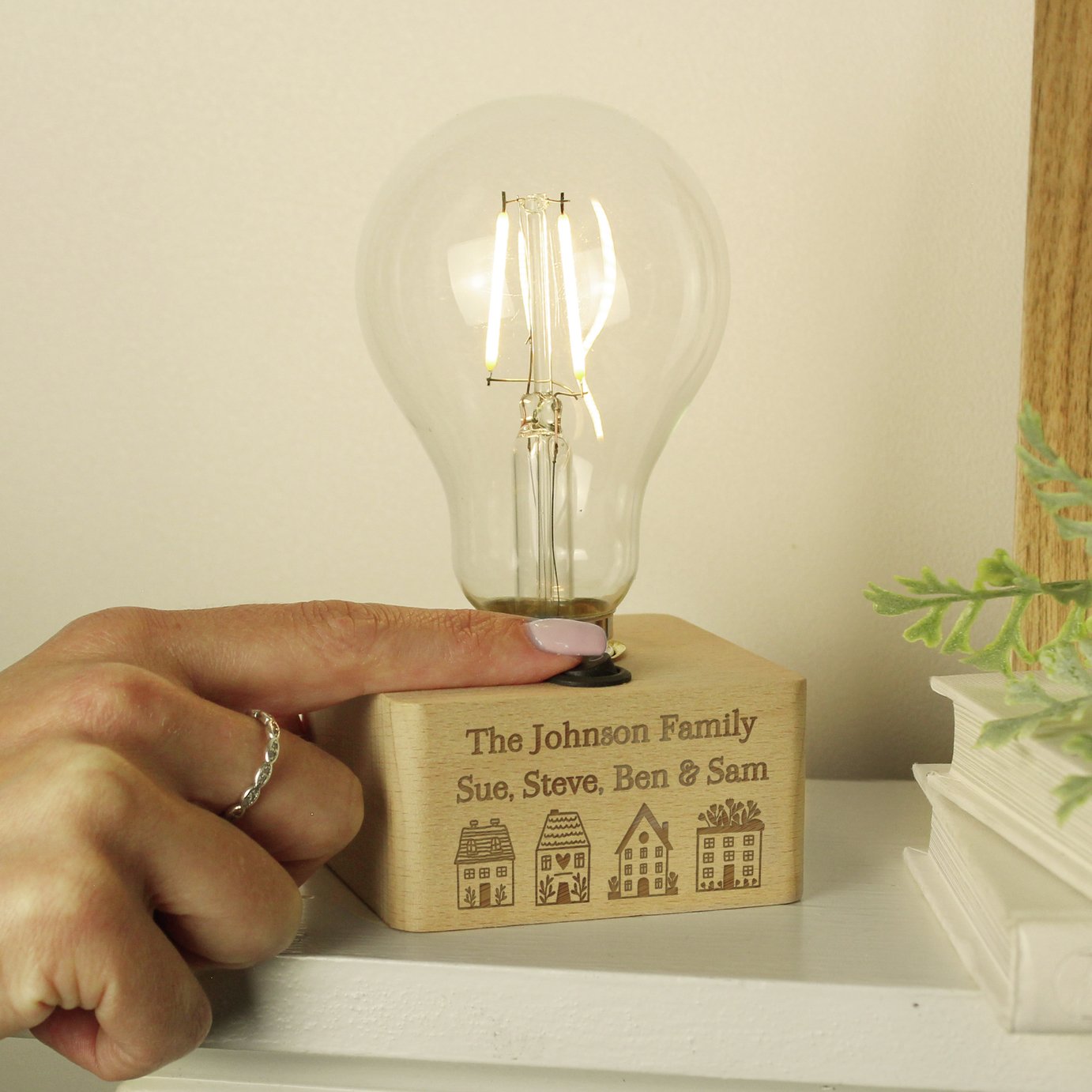 Personalised Message Home Wooden Light Bulb