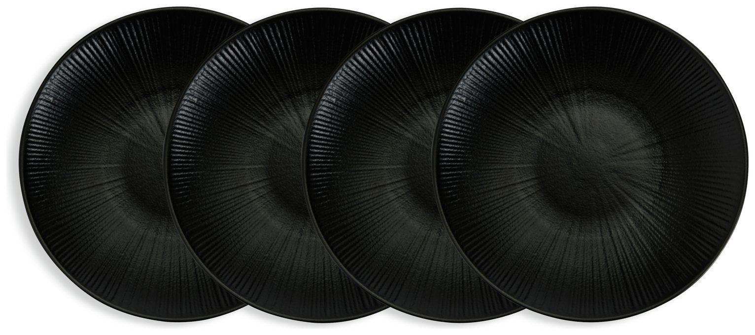 Habitat Black Textured Picnic Side Plate – set of 4