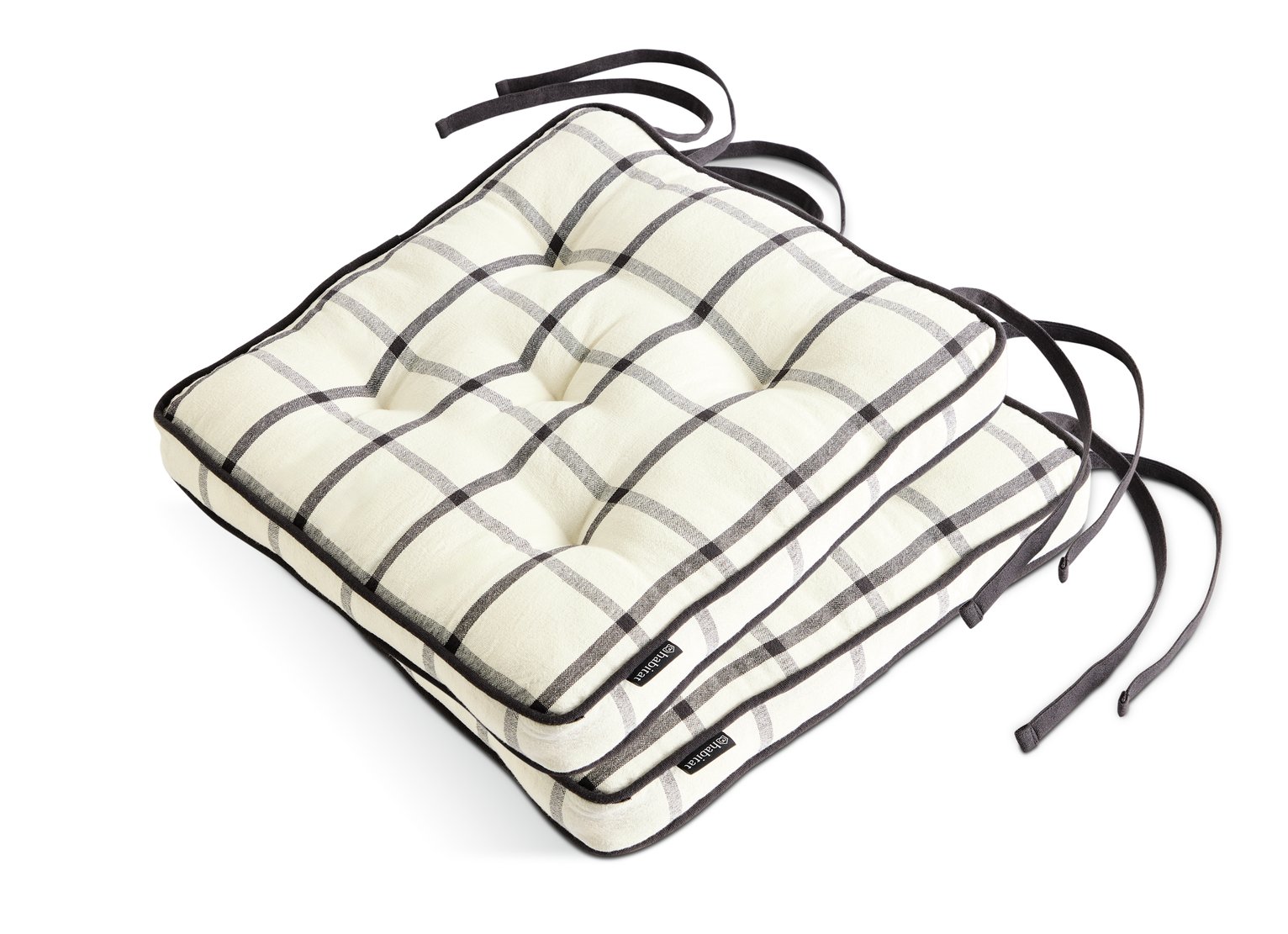 Habitat Woven Check Pack of 2 Seat Cushions - White