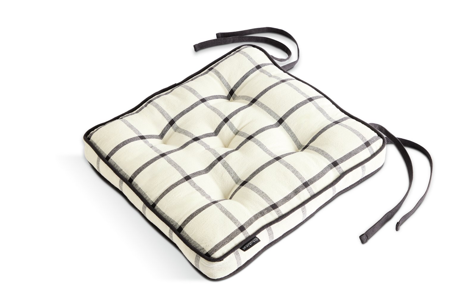 Habitat Woven Check Pack of 2 Seat Cushions - White