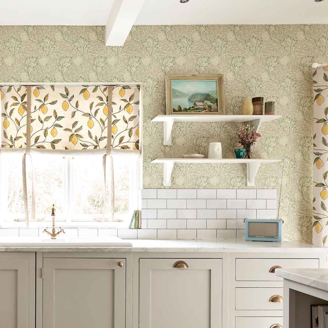 Morris & Co. Apple and Leaves Green Floral Wallpaper