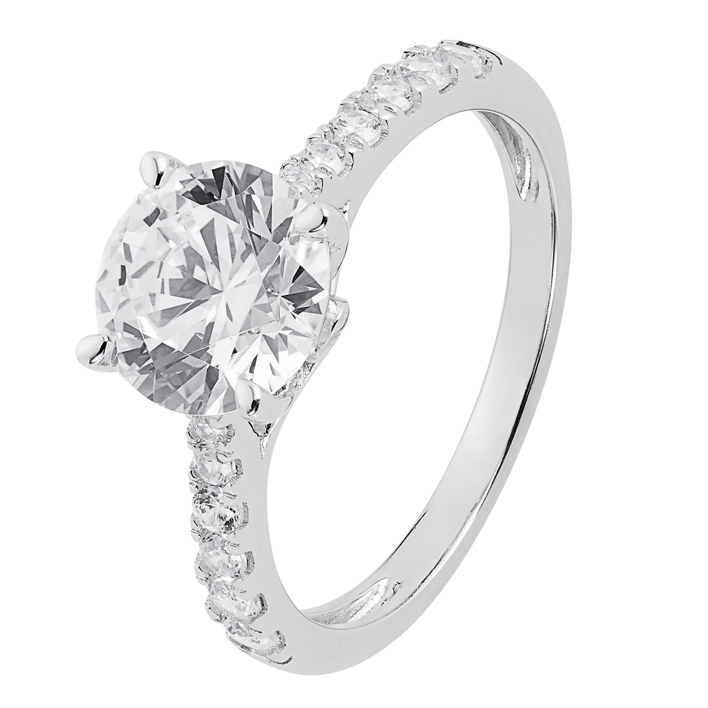 Revere Sterling Silver Cubic Zirconia Engagement Ring - T