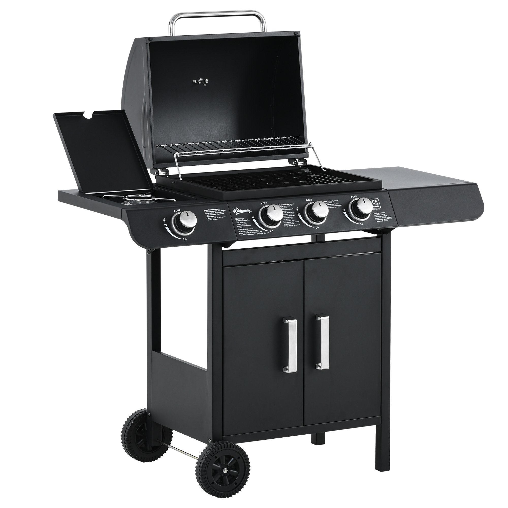 Outsunny LPG Steel Gas Barbecue - Black