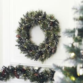 Argos Home Pre-lit Snowtipped Faux Foliage Christmas Wreath