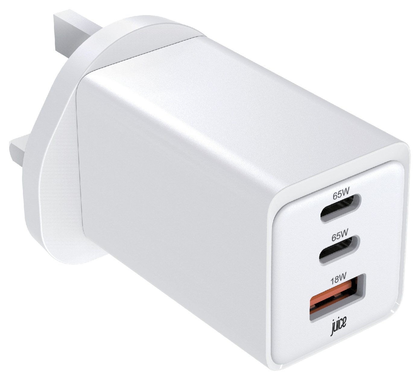 Juice 65W USB-A and USB-C Triple PD Wall Charger - White