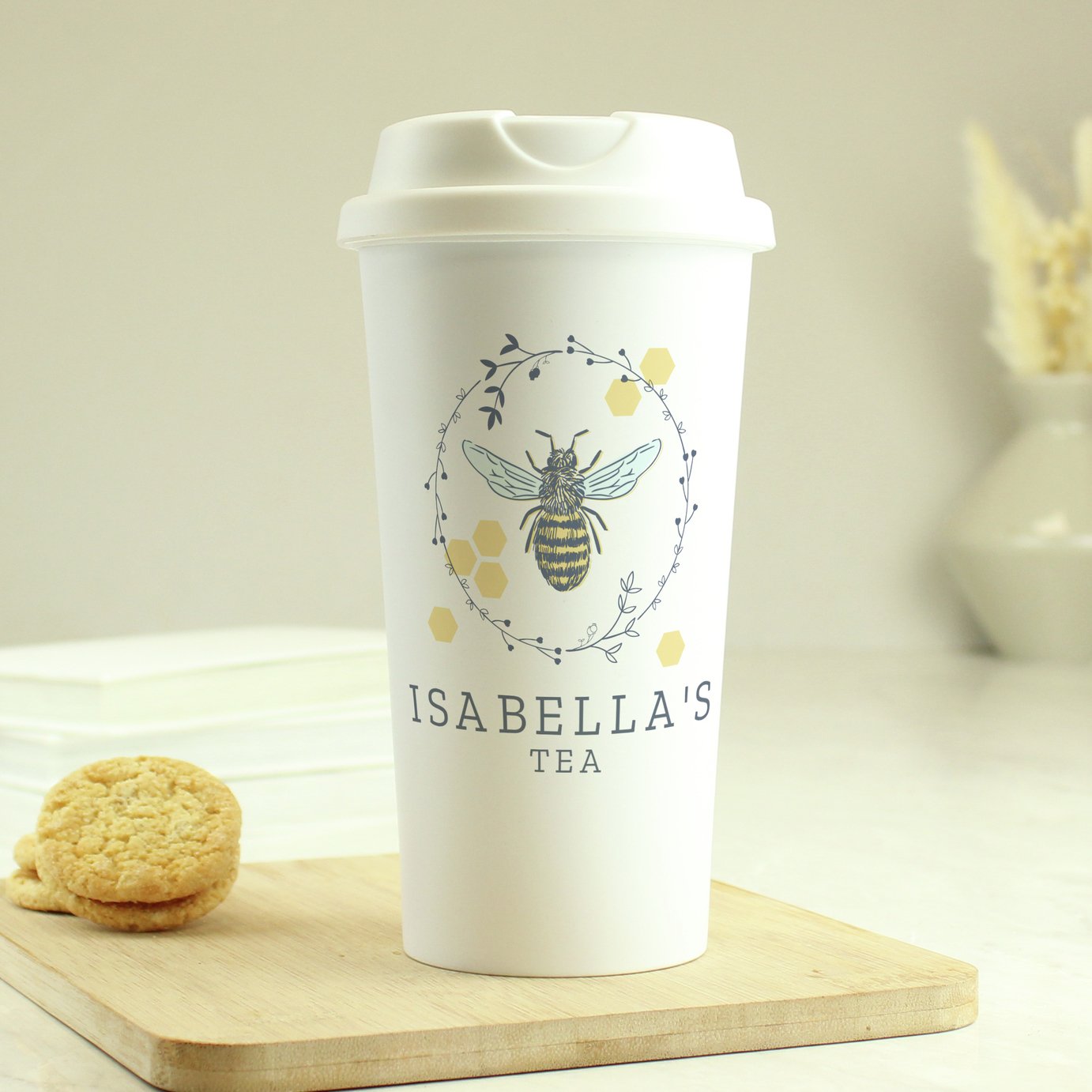 Personalised Message Bee Insulated Travel Cup - 380ml