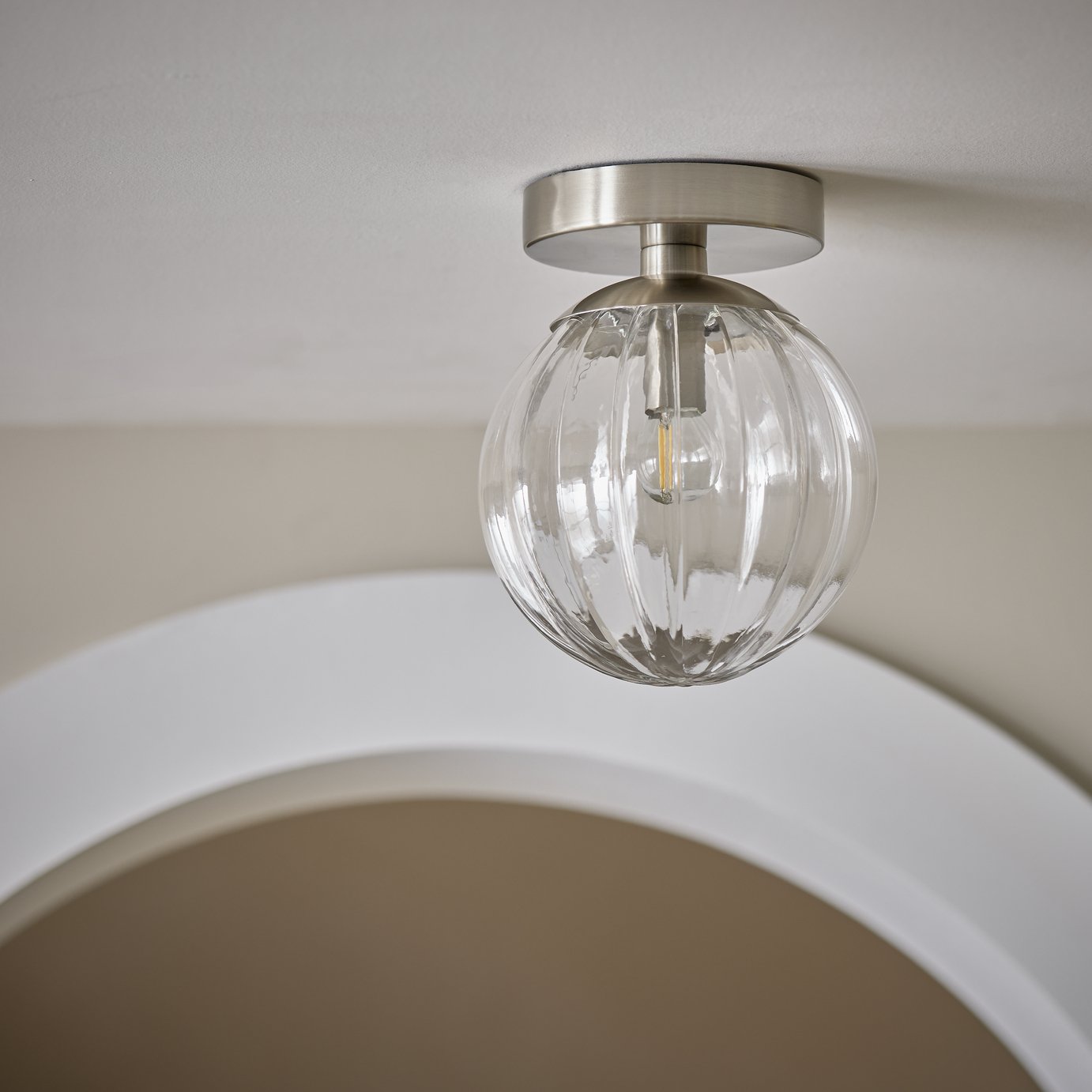 Habitat Anais Glass Bathroom Ceiling Light - Brushed Chrome