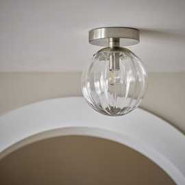 Habitat Anais Glass Bathroom Ceiling Light - Brushed Chrome