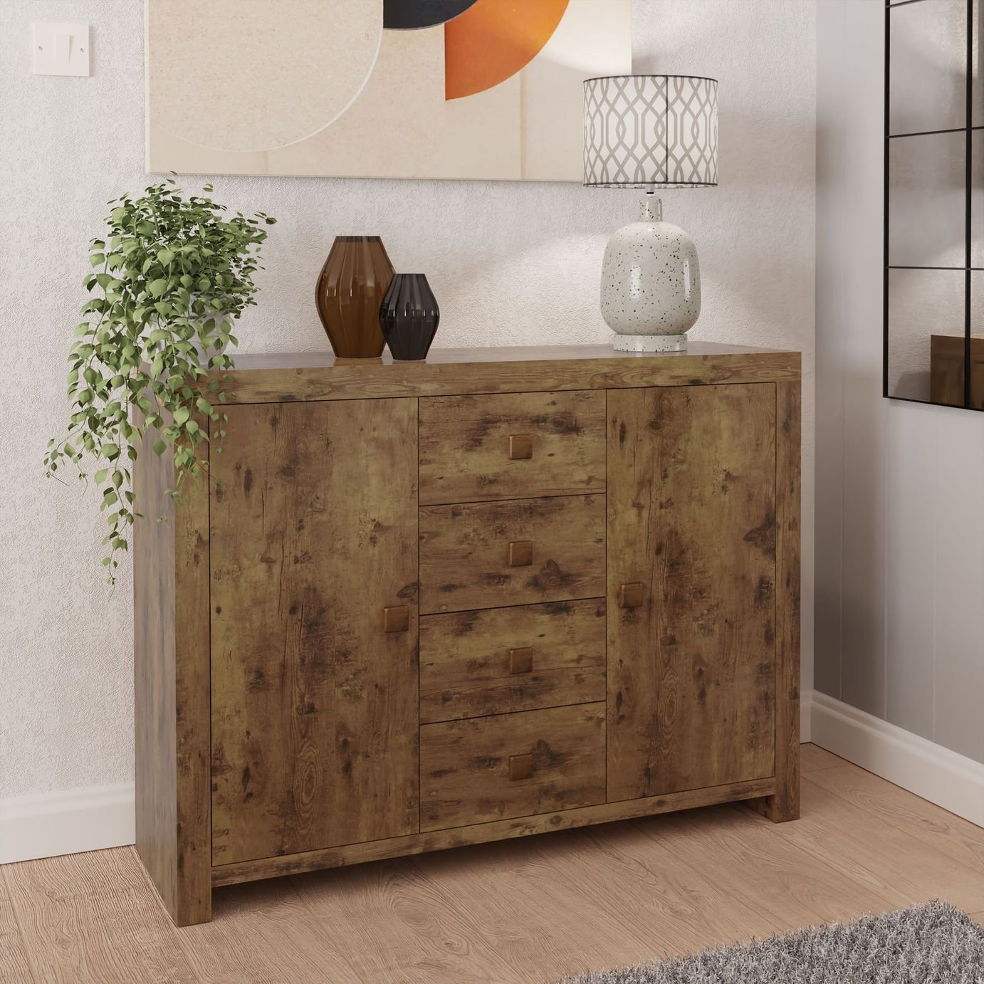 GFW Jakarta 2 Door 4 Drawer Sideboard - Mango Wood Effect