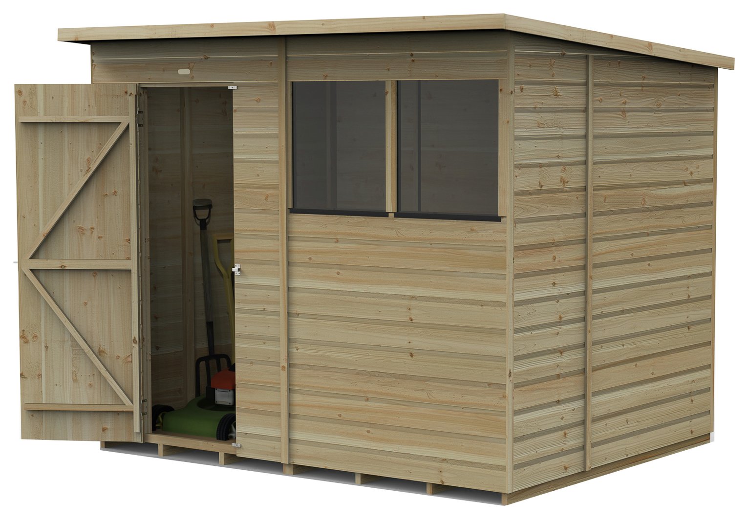 Forest Beckwood Shiplap 2 Windows Pent Shed - 8 x 6ft