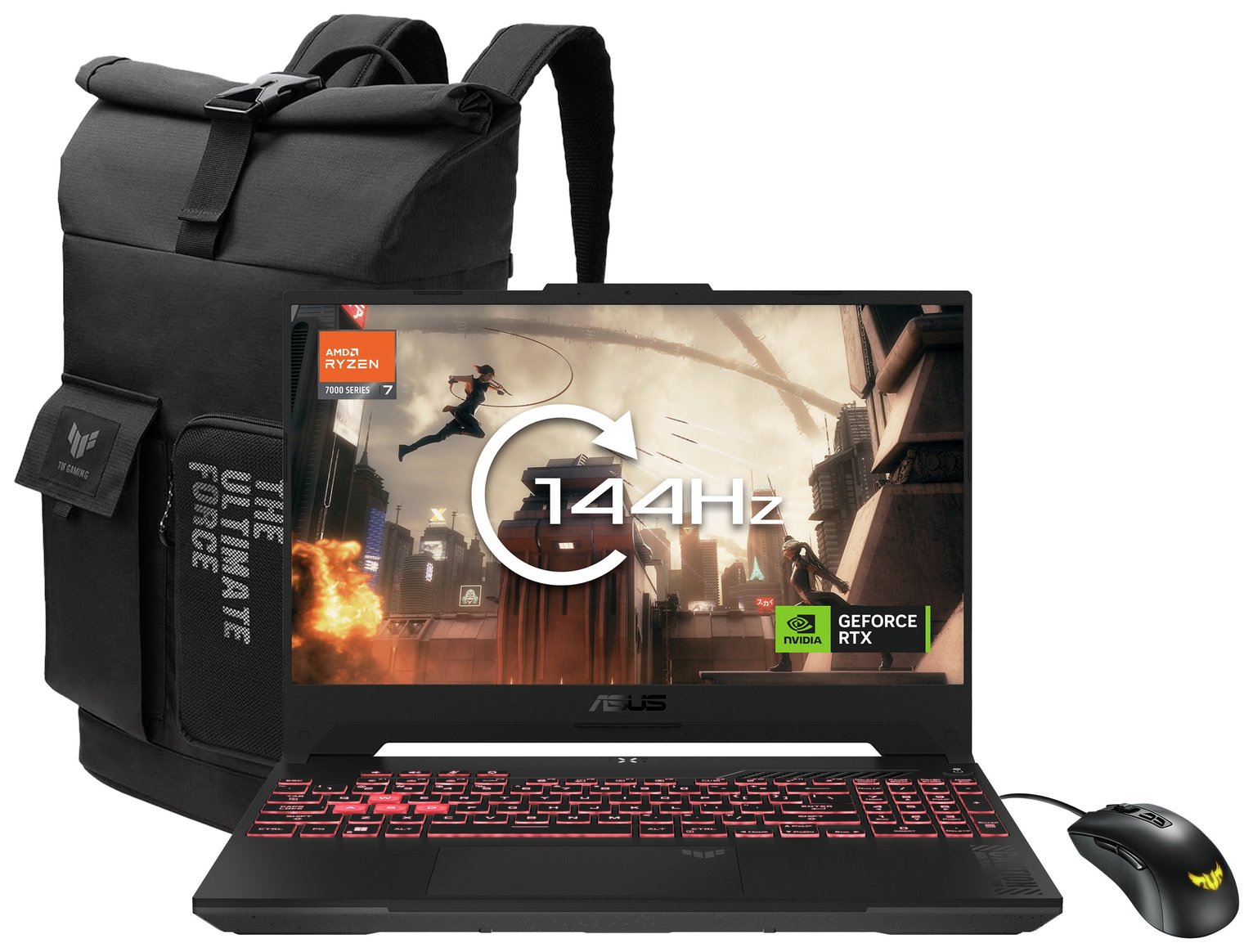 ASUS TUF 15.60in R7 16GB 512GB RTX4060 Gaming Laptop Bundle
