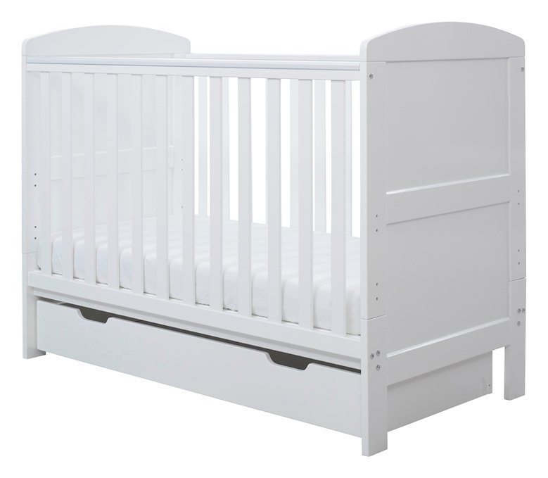 Ickle Bubba Coleby Mini Cot Bed and Drawer– White 