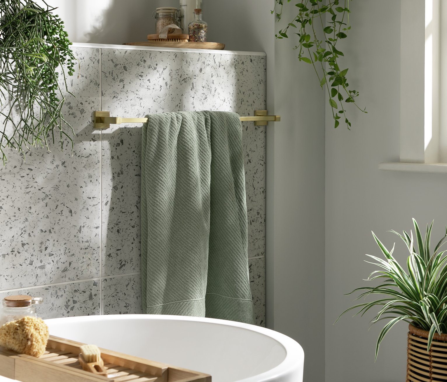 Habitat Wall Mounted Towel Rail - Brushed Gold