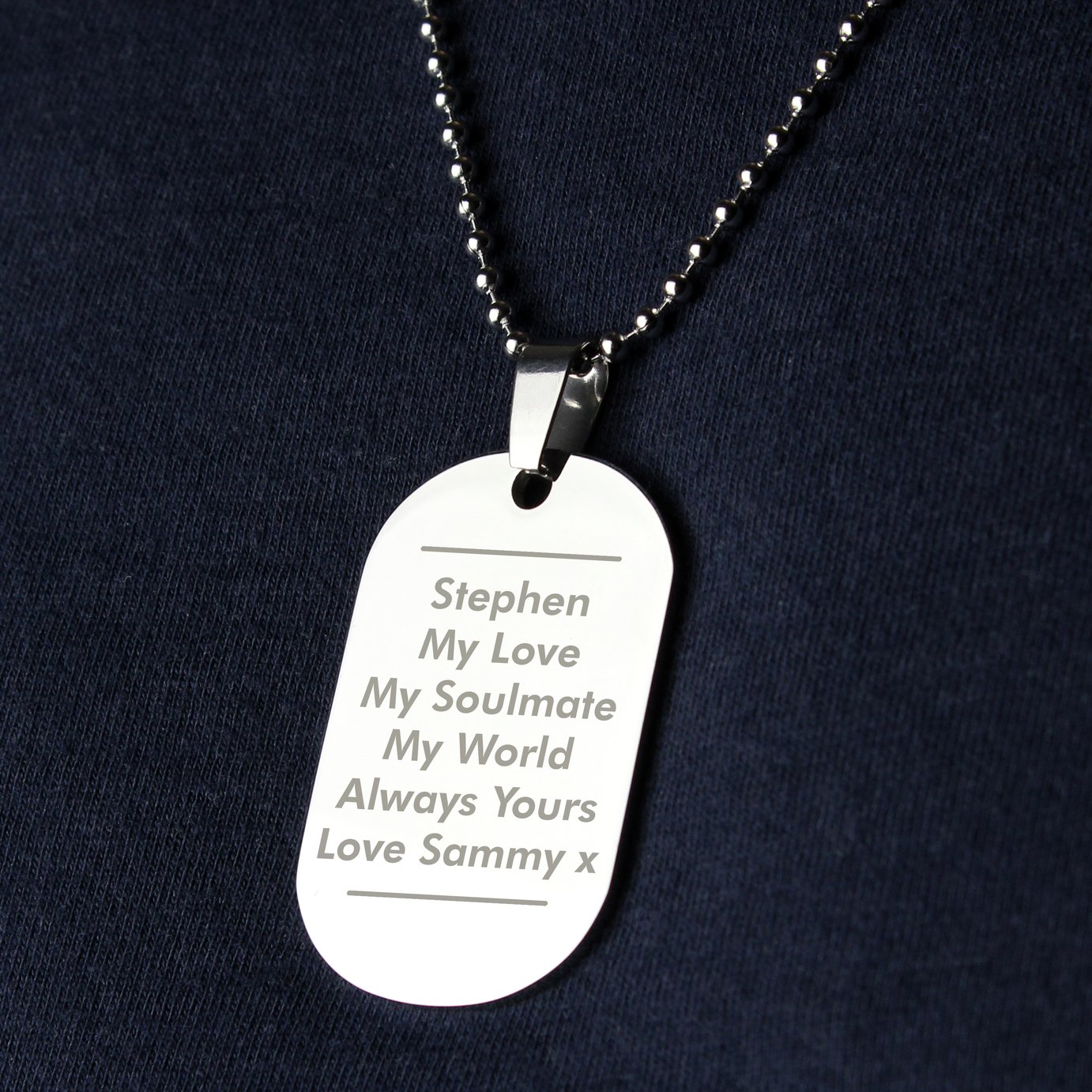 Personalised Memento Men's Stainless Steel Dog Tag Necklace