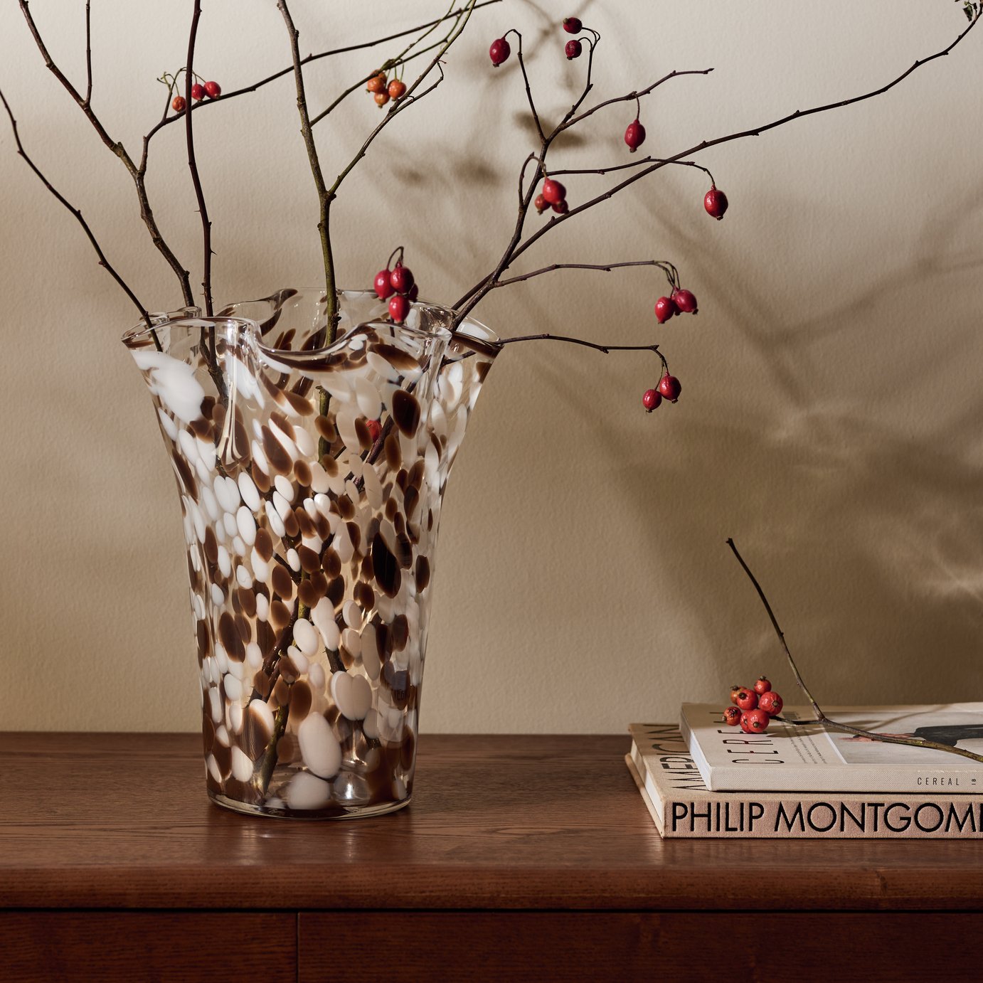 Habitat Confetti Glass Handkerchief Vase - Brown & White