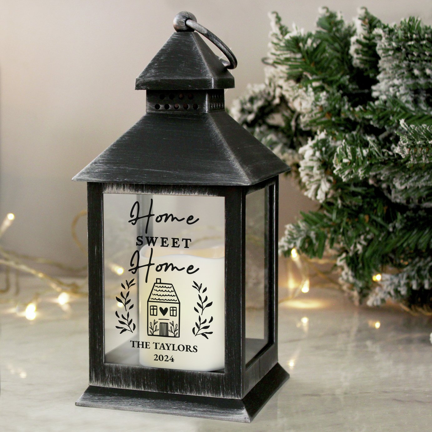 Personalised Message Home Black Lantern