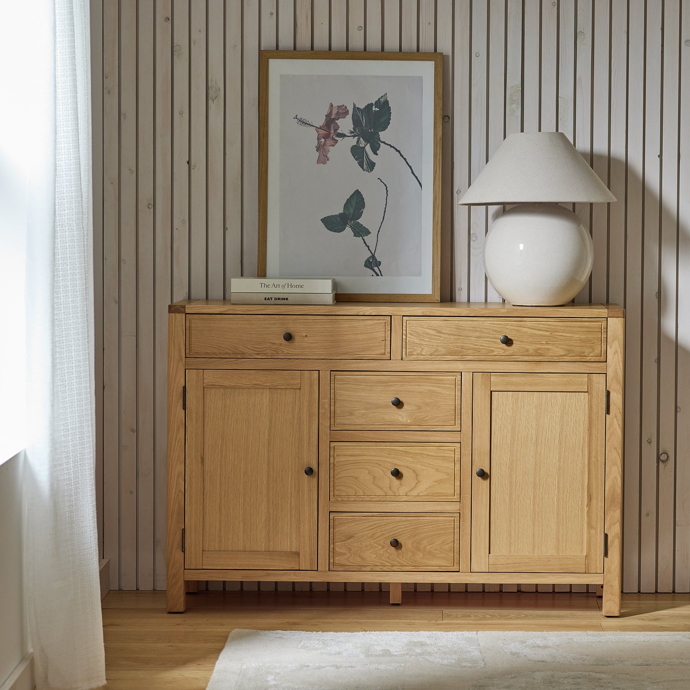 Habitat Finchley 2 Door 5 Drawer Sideboard - Natural