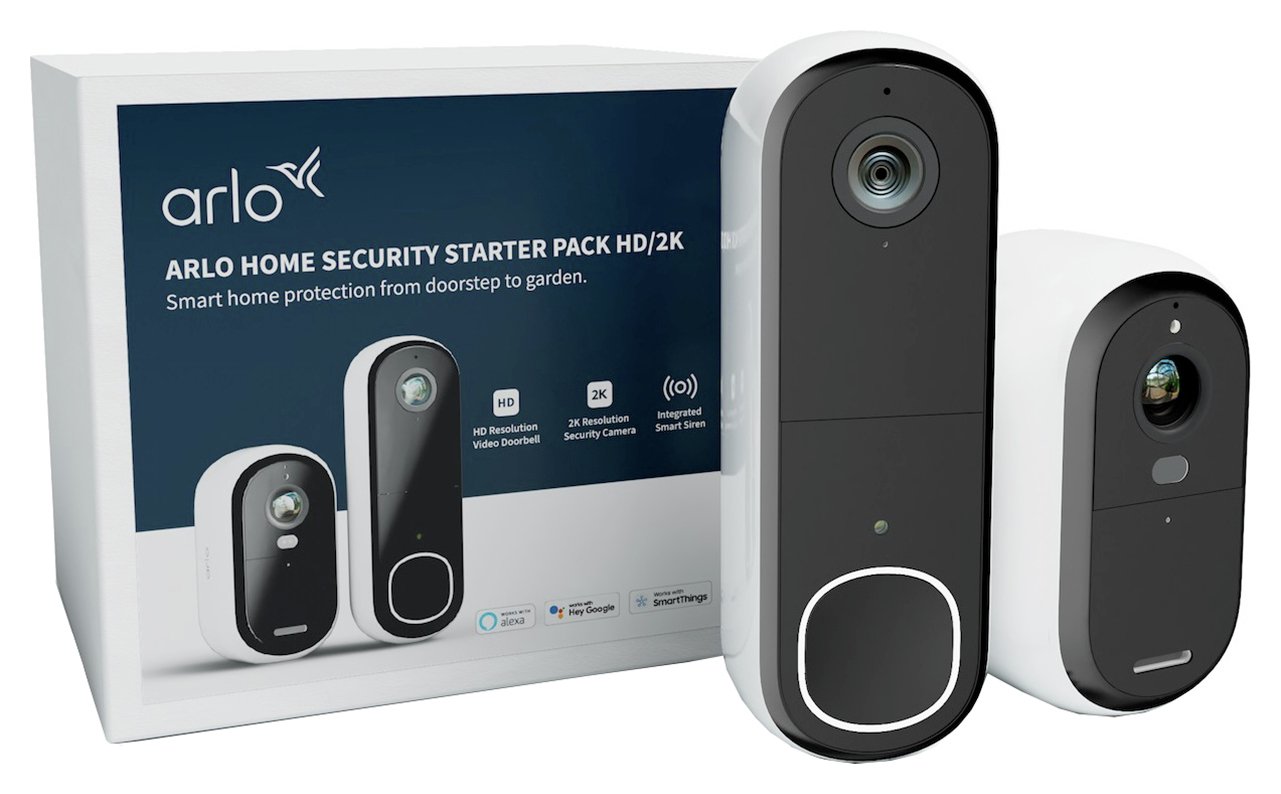 Arlo Front Video Doorbell & Back Garden Security Camera Set