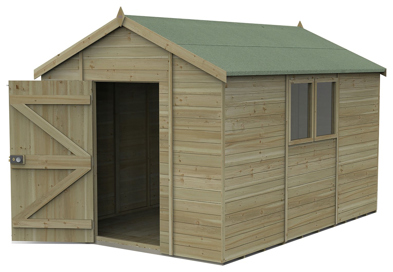 Forest Timberdale 2 Clear Windows Apex Shed - 12 x 8ft