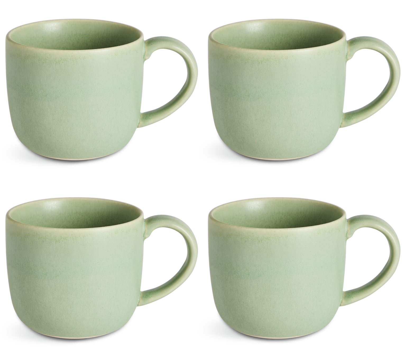 Habitat Set of 4 Reactive Stoneware Mugs - Soft Green