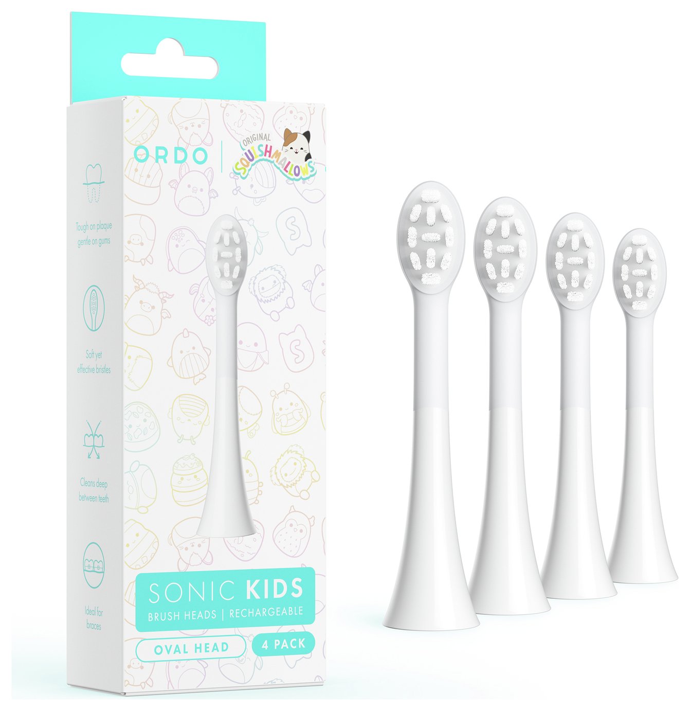 Ordo Sonic Kids Squishmallows Electric Toothbrush - 4 Pieces