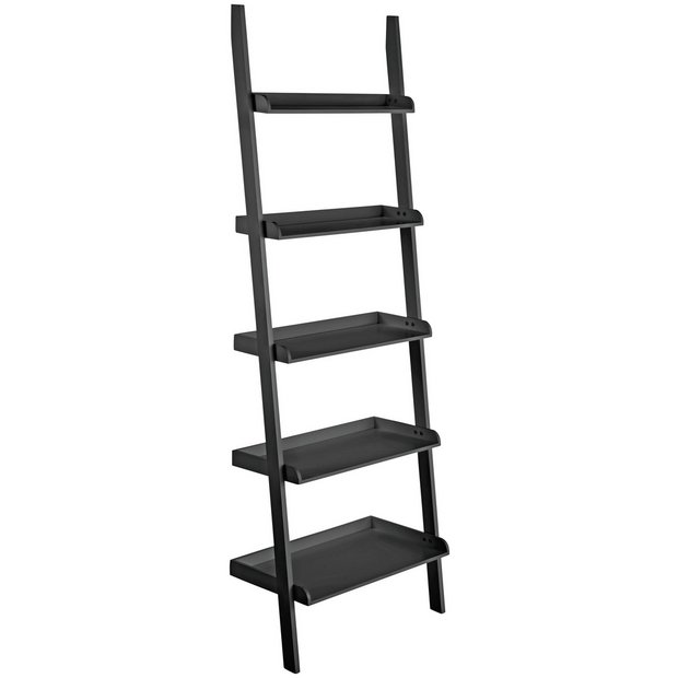 Black decorative store ladder shelf