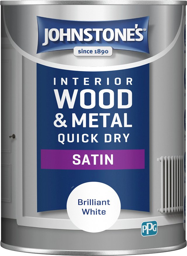 Johnstone's Wood & Metal Satin Paint - Brilliant White 1.25L