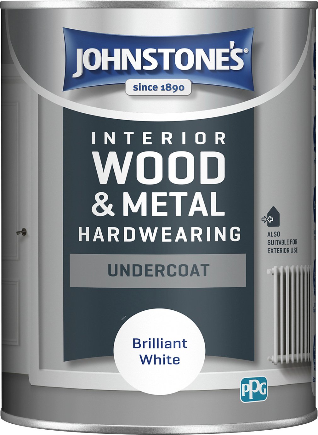 Johnstones Hardwearing Undercoat Paint 1.25L Brilliant White