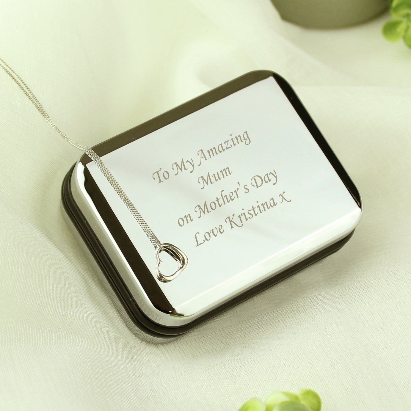 Personalised Memento Sterling Silver Necklace with Box
