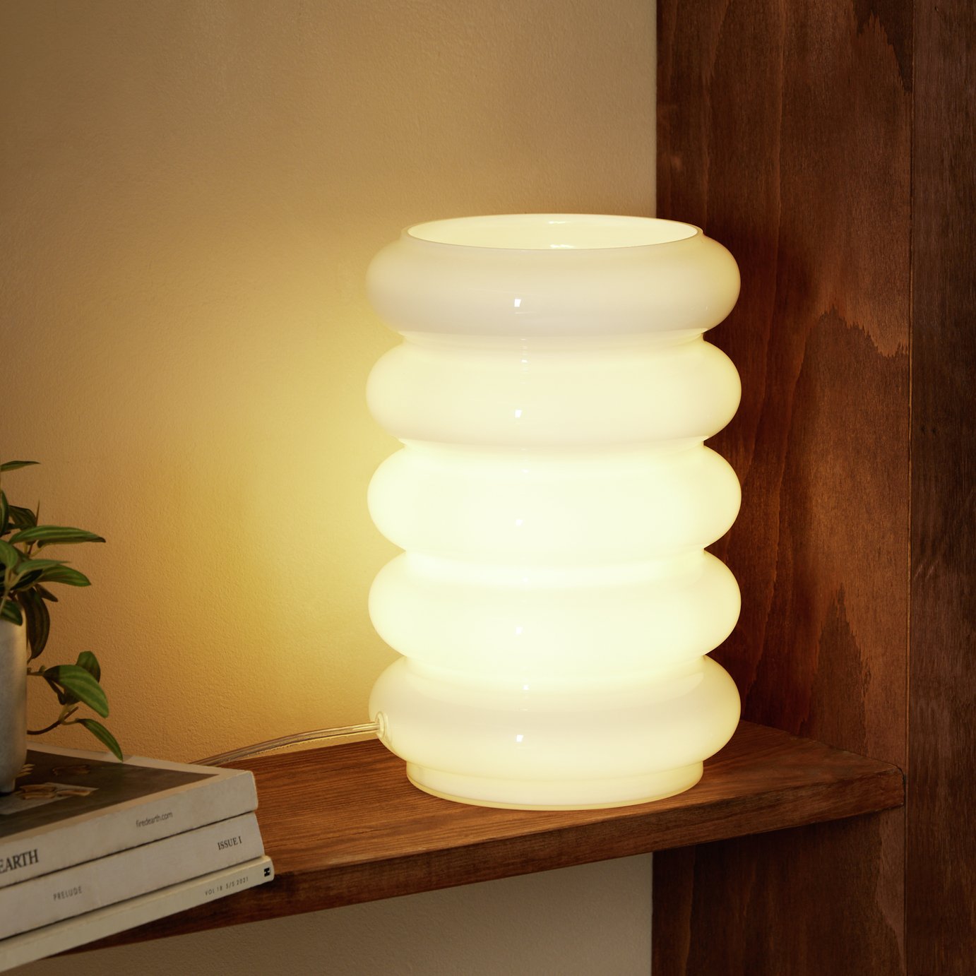 Habitat Billie Ribbed Glass Table Lamp