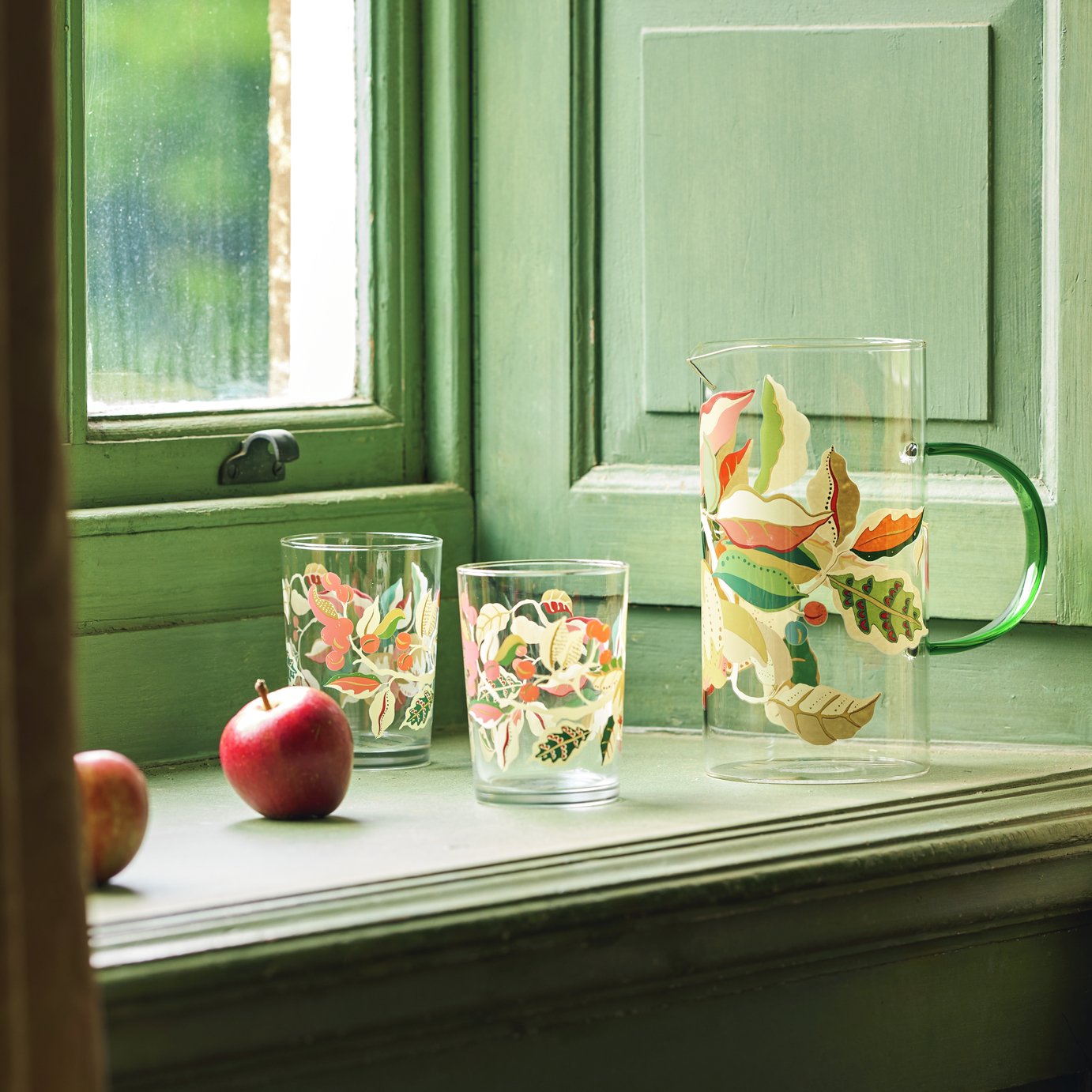 Habitat x Sanderson & National Trust Berries Glass Jug