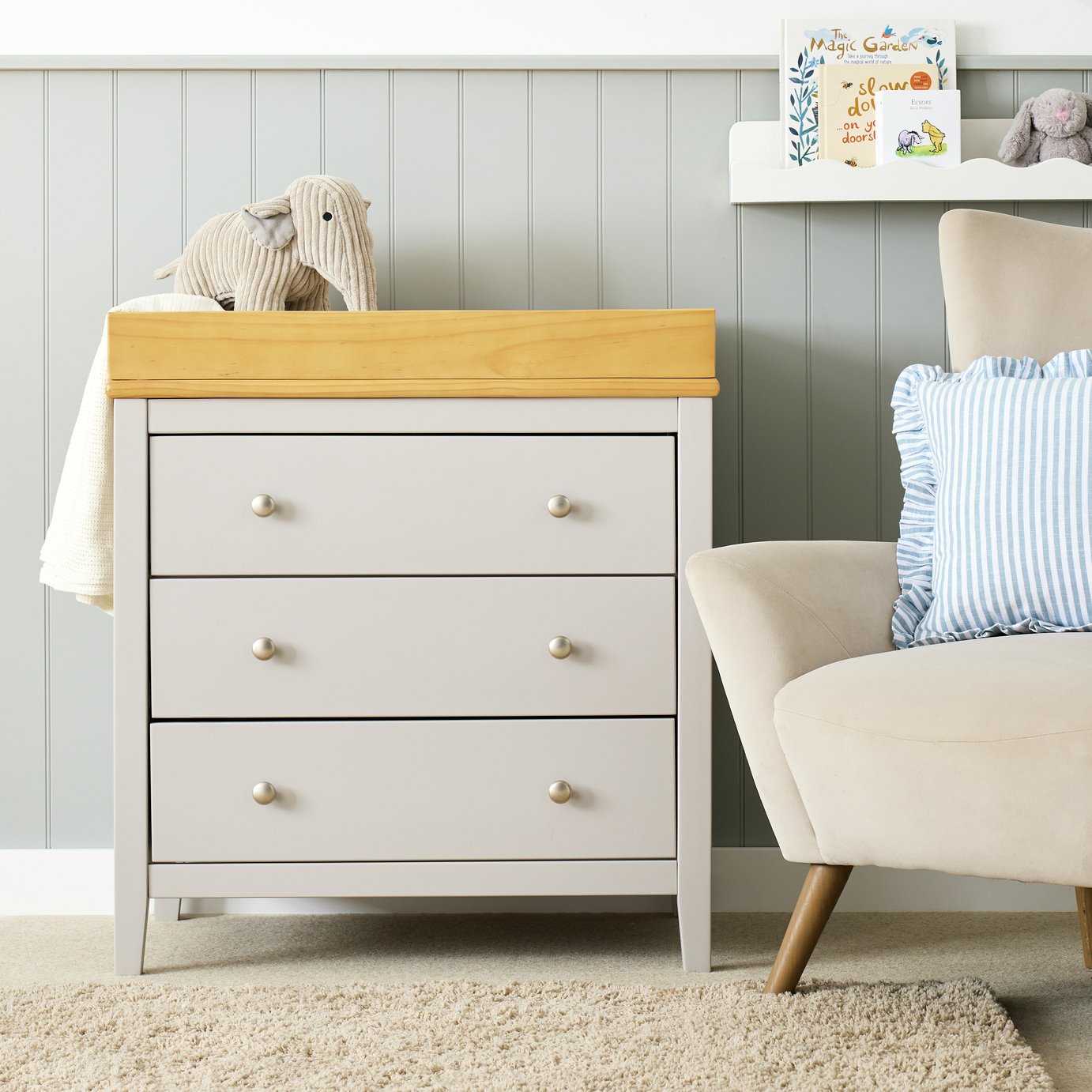 Cuggl Canterbury Nursery 3 Drawer Chest - Grey